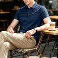 thumbnail image 4 of Ceisia Men's Geometric Print Short Sleeve Polo Shirts With Chest Pocket Blue XXXXL Gift, 4 of 9