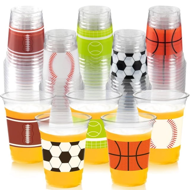 Vasos desechables CUPLOOV Sports de 12 onzas, 50 unidades, para decoración de fiestas