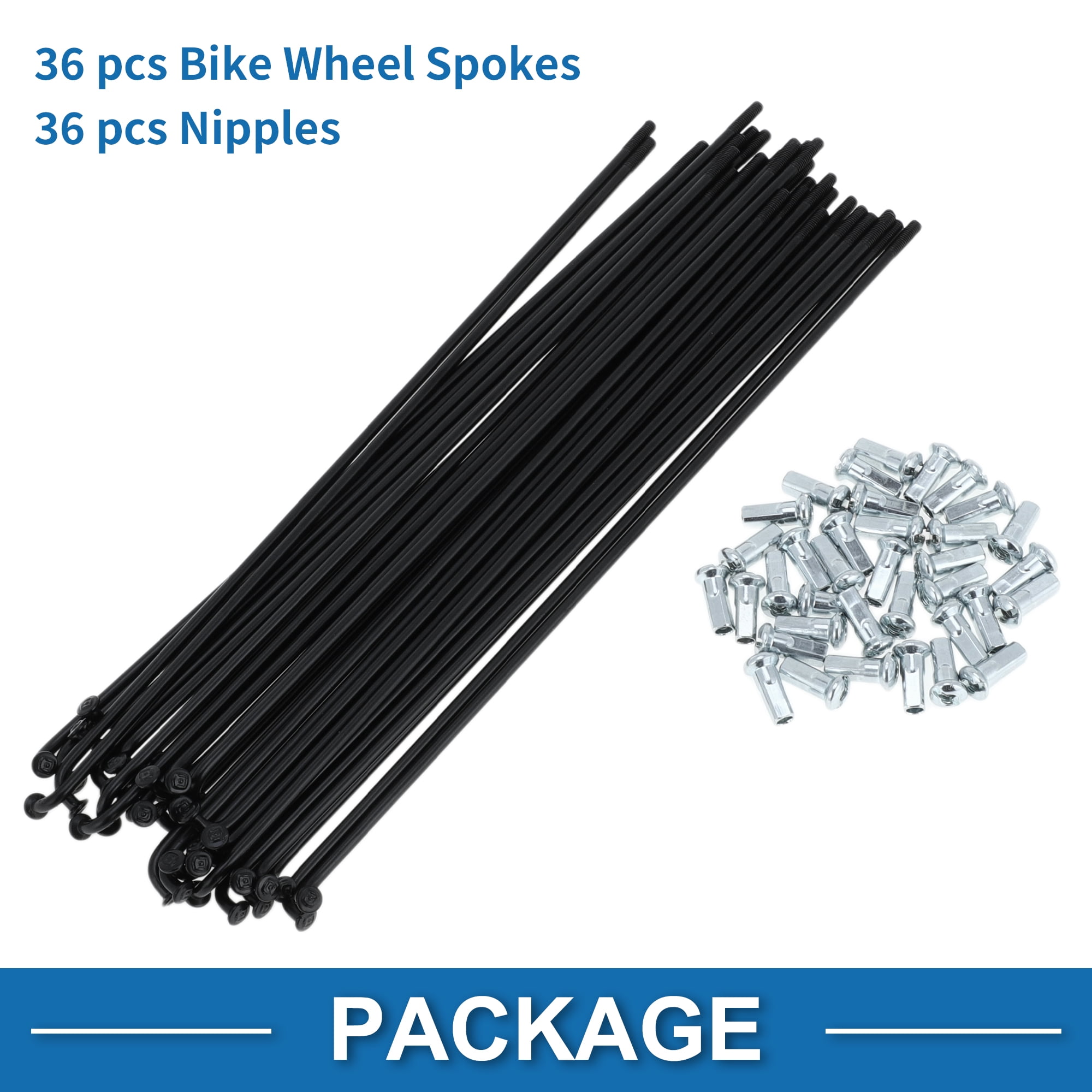 Unique Bargains 36Pcs Bicycle Spokes 12G Bike Wheel Spokes Carbon Steel Black 7.2"