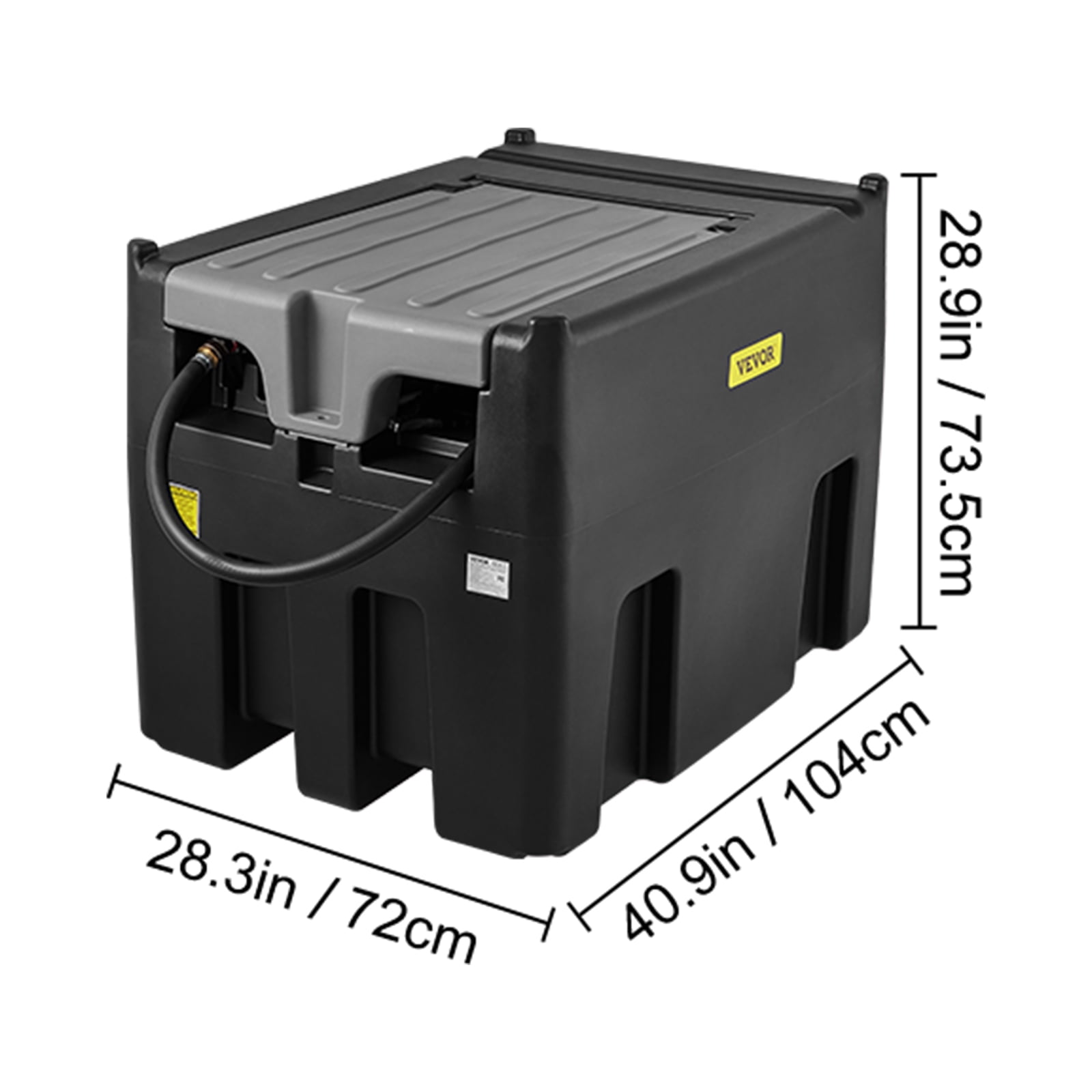 VEVOR Portable Diesel Tank, 116 Gallon Capacity & 10 GPM Flow Rate, Diesel Fuel Tank with 12V Electric Transfer Pump and 13.1ft Rubber Hose, PE Diesel Transfer Tank for Easy Fuel Transportation,Black
