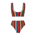 thumbnail image 5 of Daiia Mexican Serape Blanket Stripes Women's Bikini Set Two Piece Swimsuit High Waisted Bikini Adjustable Straps Bikini Perfect for Beach, Pool, and Summer Vacation-Medium, 5 of 9