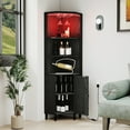 thumbnail image 1 of DEXTRUS 67" Corner Bar Cabinet with LED Lights and Wine Glass Holder, 5 Tier Corner Shelf with Storage Space, Wine Rack Cabinet Display Shelf for Dining Room, Kitchen, Living Room, Black, 1 of 10