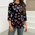 thumbnail image 5 of Garbnen Valentine's Day Shirts for Women 3/4 Sleeve Tops for Women Love Heart Graphic Crew Neck Dressy Blouses for Women, 5 of 5