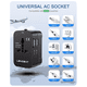 thumbnail image 4 of Adaptador cargador de Viaje Internacional BLOOSOM negro con 4 enchufes y 2 puertos USB, 4 of 4