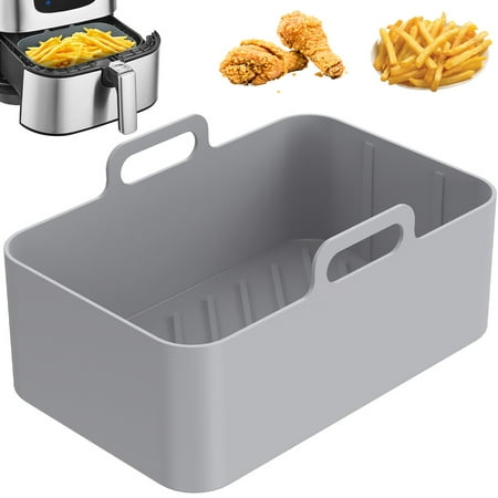

Hands DIY Air Fryer Silicone Pot Silicone Air Fryer Basket Heat Resistant Square Replacement Basket Grill Pan Multifunctional Easy Cleaning Air Fryer Oven Accessories BPA Free for Kitchen