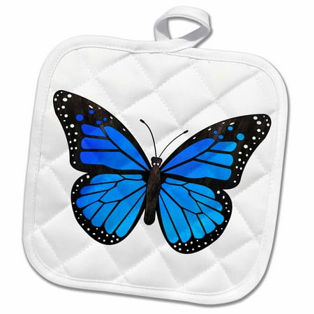 

3dRose Blue Monarch Butterfly - Pot Holder 8 by 8-inch