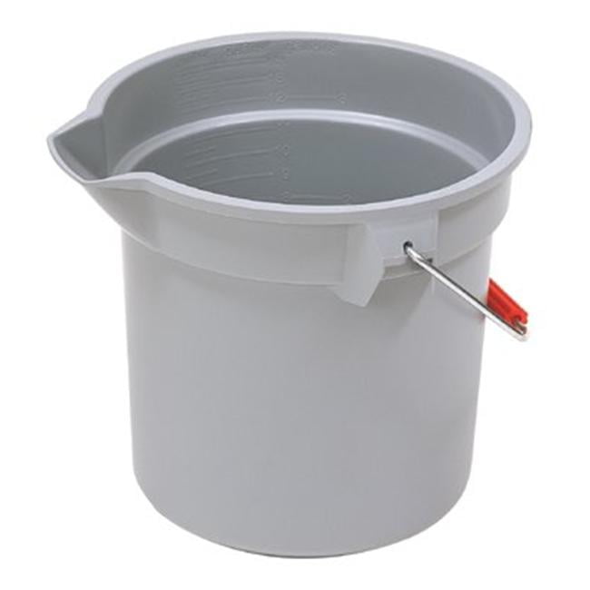 Gray Round Bucket Rubbermaid Commercial Products 2.5 Gallon BRUTE Heavy-Duty Corrosive-Resistant FG296300GRAY 