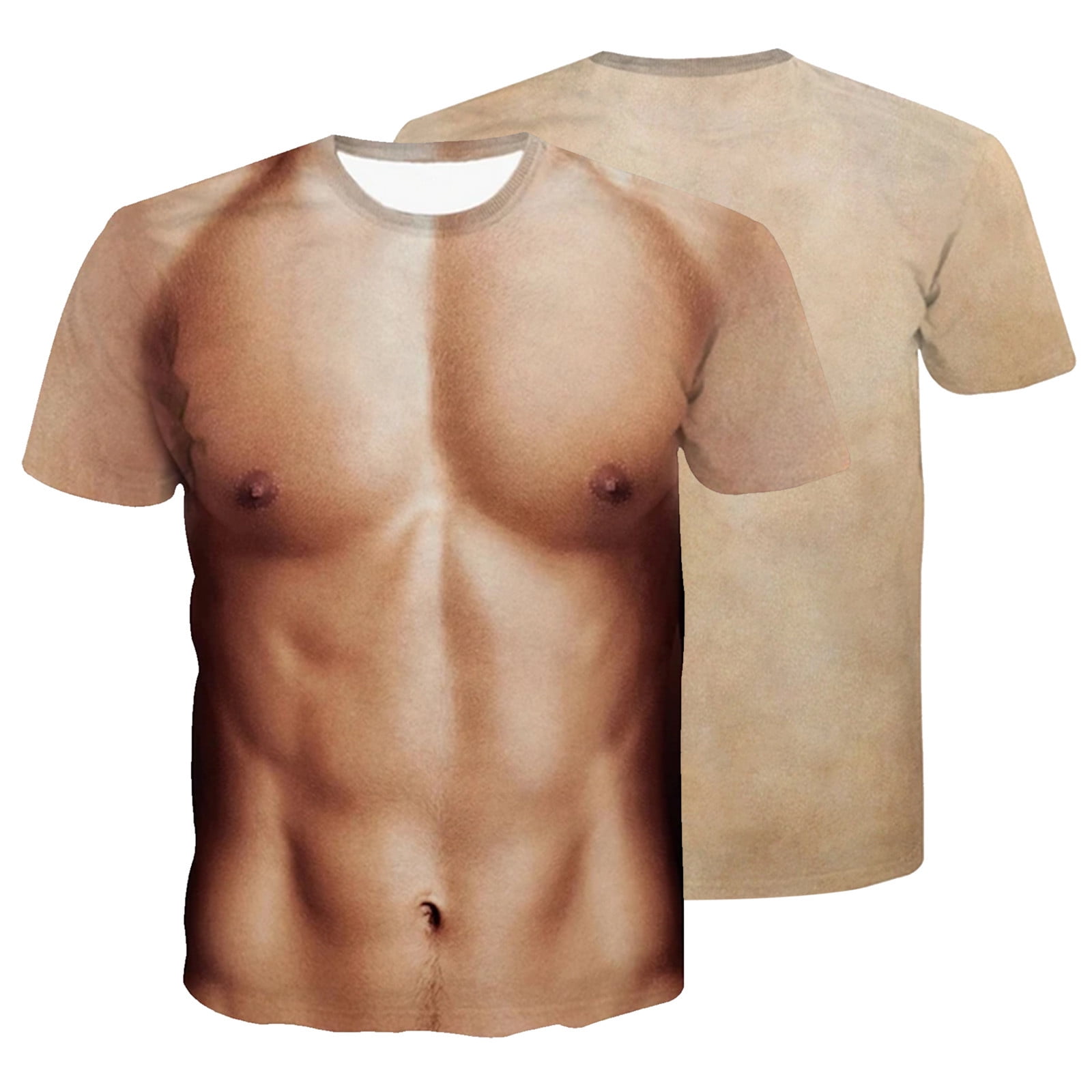  Spreadshirt Pecs & Abs Funny Men's T-Shirt, S, Light