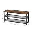 thumbnail image 3 of 3-Tier Shoe Rack with Seat, Metal Mesh Shelf Storage Bench for Entryway Organizer, Rustic Brown, 3 of 7