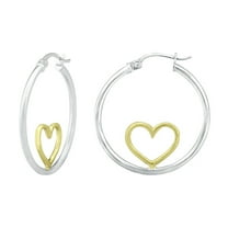 Two Tone Heart Hoop Earrings