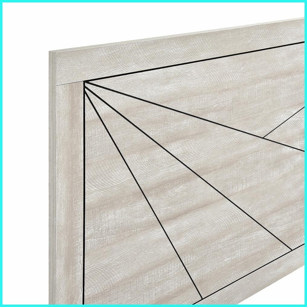 King Size Engineered Wood Bed Frame with Line Headboard Dusty Gray Oak for Master & Guest Rooms