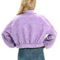 thumbnail image 4 of Defitshape Women's Crop Jacket Soft Long Sleeve Coat Fall Travel Fashion Spring Loose Corduroy Winter Outerwear Purple Medium, 4 of 4