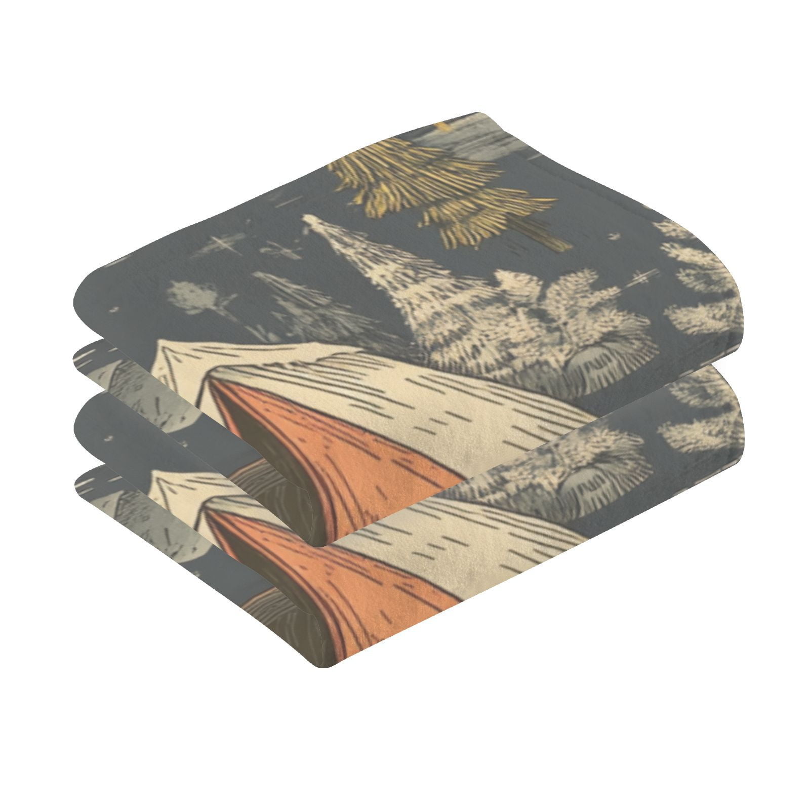 Camps Trees Hand Towels Cotton Bath Towels Large Face Towels Absorbent for Bathroom 2 Packs