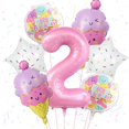 thumbnail image 1 of Globos para decoración de fiesta con forma de helado, número 2, color rosa, 1 of 7