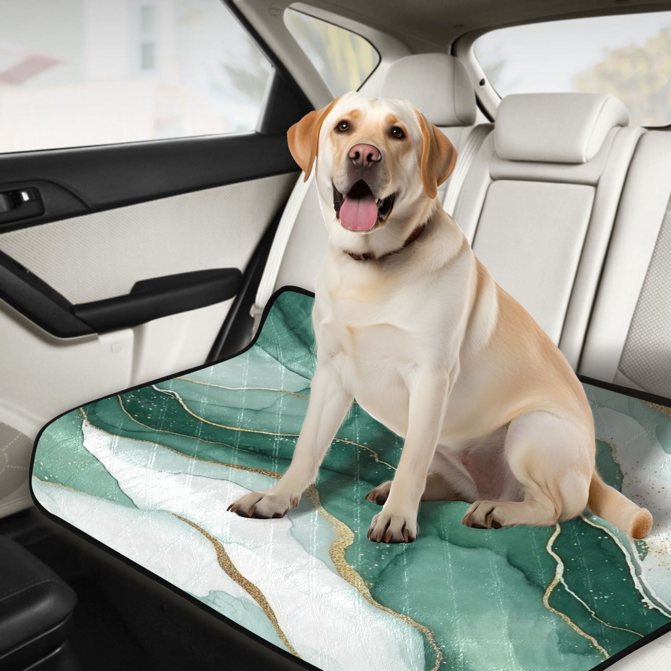 Qxltty Gilt Green Texture Cat litter Pads Pet Set of 3 Diaper Mats Center Anti-leakage Layer Absorbent Soft and Comfortable