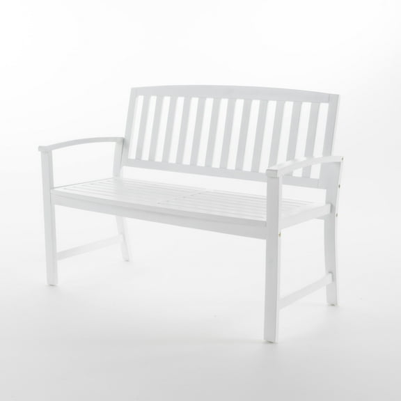 GDF Studio Rubie Outdoor Acacia Wood Bench, White