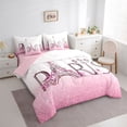 thumbnail image 4 of Homewish Girly Pink Eiffel Tower Twin Bedding Sets 7-Piece, Glitter Diamond Bedding Comforter Set, Couple Anniversary Theme Reversible Sheet Sets, Ultra Soft Bedroom Decor, 4 of 8