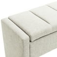 thumbnail image 3 of Comfy Bedroom Foot Rest Stool With Internal Storage - Grey Linen Fabric Coffee Table Bench Upholstery, Modern Style, 3 of 6