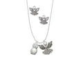 thumbnail image 2 of Delight Jewelry Silvertone 3-D Imitation Pearl & Clear Crystal Owl Silver tone Guardian Angel Charm Necklace and Stud Earrings, 2 of 4