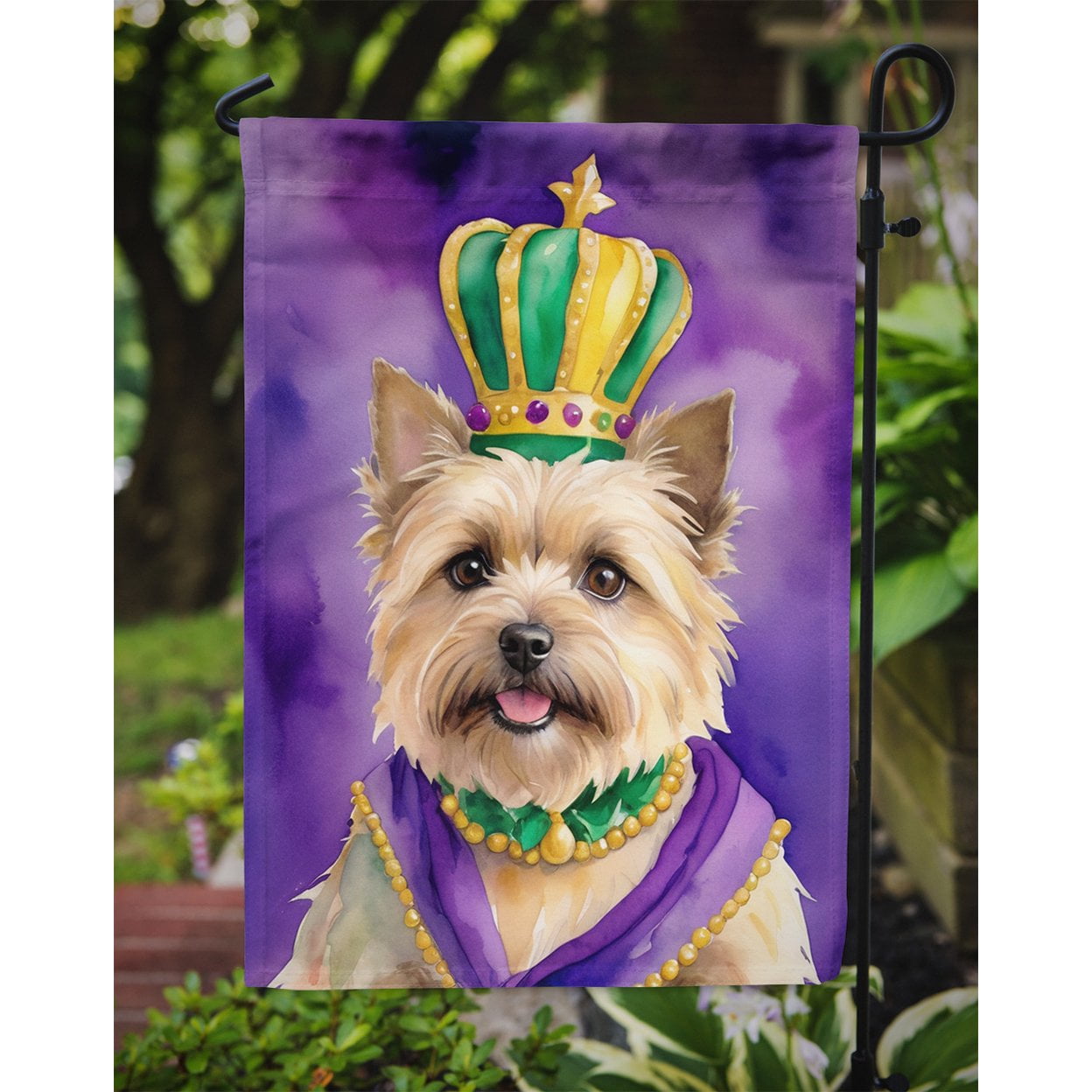 Cairn Terrier King of Mardi Gras Garden Flag
