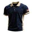 thumbnail image 2 of Men's US 250th Anniversary Vintage Color Block Polo Shirt with Side Stripe Detail and American Flag Patch Featuring Short Sleeve Turn-Down Collar Multicolor S, 2 of 5