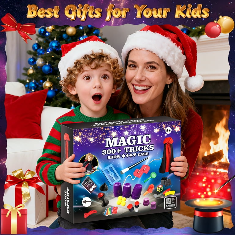 Carsky Kids Magic Kit with Cape & Wand, 300+ Magic Tricks Set with