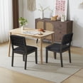 thumbnail image 4 of Ktaxon 2 PCS Dining Chairs, Farmhouse Padded Chairs, Rattan Upholstered Seating for 2, Solid Rubber Wood, Matte Black, 4 of 6