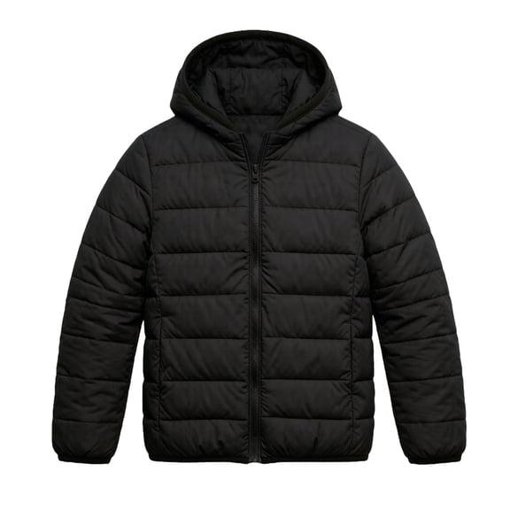SHENGXINY Boys Winter Coat Zip-up Packable Quilted Soft-touch Insulation Lightweight Waterproof Portable Puffer Hooded Jacket Black 2-3 Years