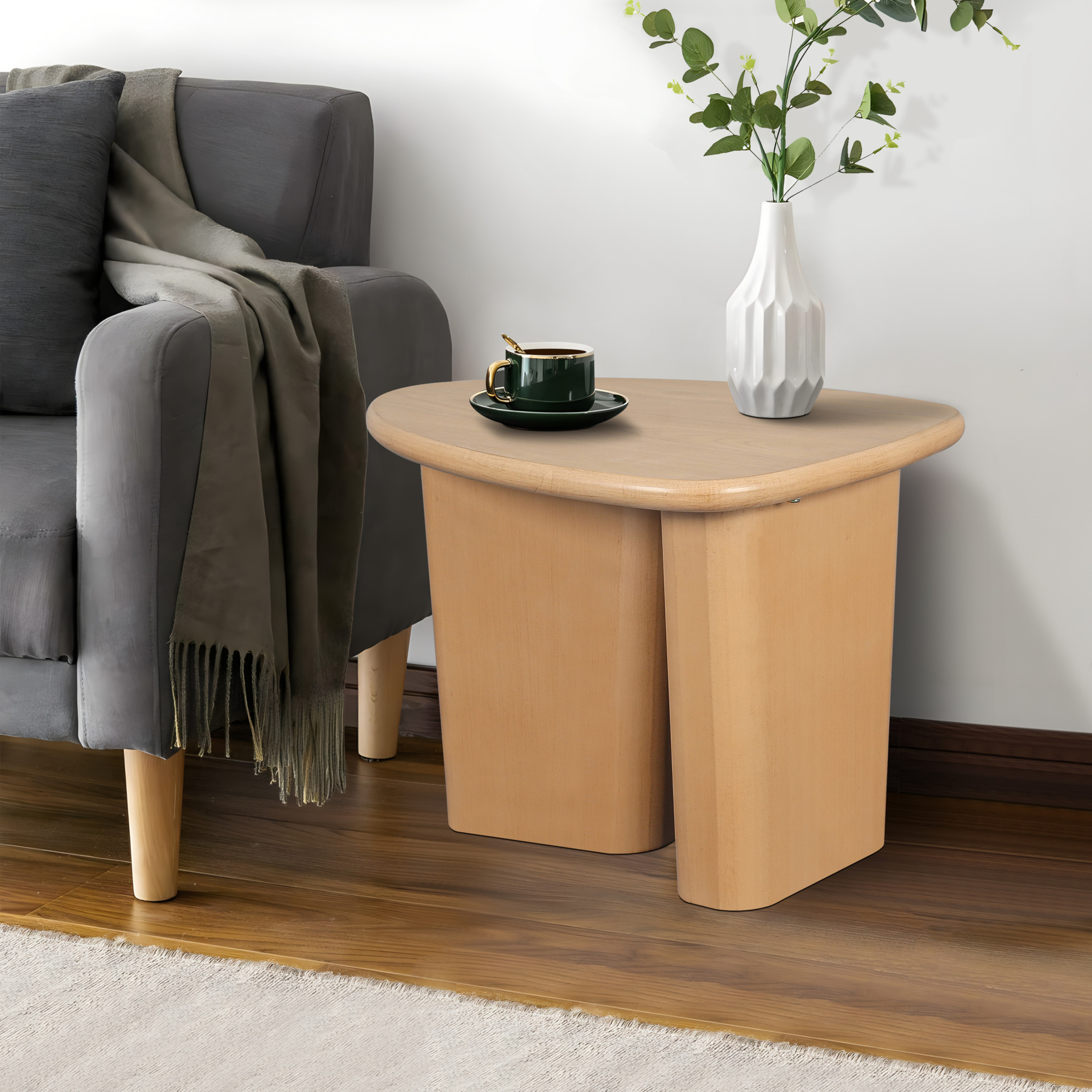 Noble House 25" Modern Wood Accent Coffee Table with Tapered Top, Multi-Functional Small Side Table for Living Room or Bedroom, Natural Wood