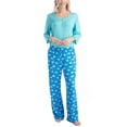 thumbnail image 5 of Goodnight Kiss Twilight Tales Dream Knit 3/4 Sleeve and Pants Pajama Set, Aqua/Cats, XL, 5 of 7