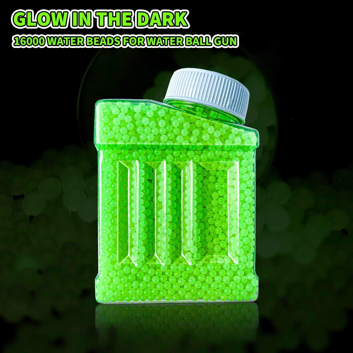Gel Ball Blaster Ammo Glow in The Dark, Splatter Ball Gun Refill Ammo,1 Bottle, 16000pcs Luminous Gel Balls, 7-8mm Water Beads, Compatible for Orby Gun, for Ages 14+