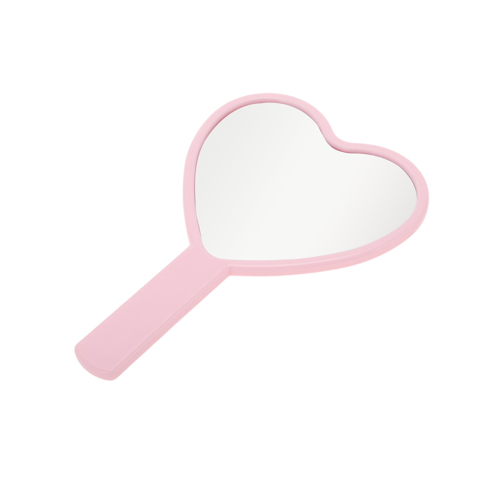 Unique Bargains 1pc Heart-shaped Handheld Mirror for Personal Grooming and Makeup Pink