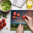 thumbnail image 3 of Tuscany Cutting Board, Tuscany Italy Cypress Trees and Fields Crop Cloudy Sky Holiday Destination, Decorative Tempered Glass Cutting and Serving Board, Large Size, Vermilion Khaki, by Ambesonne, 3 of 5