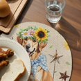 thumbnail image 3 of Sunflowers Dog Round 13 Inch Placemats Set of 4, Spring Watercolor Floral Stars on Linen HeatResistant Non Slip Place Mats for Dining Table, Wipeable Braided Kitchen Table Mats for Housewarming, 3 of 9