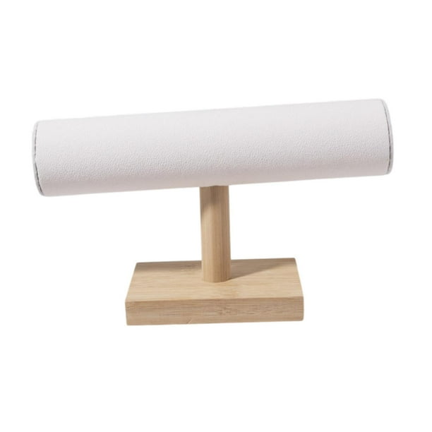 Organizador de pulseras con barra en T estable para guardar joyas, brazaletes y cabello. Ante beige