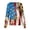 Blue, variant on US 250th Anniverasry Trendy Scrub Jackets for Women US Flag Flower Pattern Long Sleeve Scrub Tops 4th Of July Patriotic Working Uniforms with Pockets
