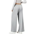 thumbnail image 5 of SWQZVT Womens Pants Waffle Wide Leg Casual Pants for Women Drawstring Workout Comfy Lounge Pants Grey with Pockets M, 5 of 7