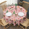 thumbnail image 3 of Pink Christmas Santa Pattern Round Tablecloth 60"x60",Wrinkle Wipeable Table Cloth for Kitchen Dining Room Picnic Patio Party, 3 of 6