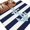 thumbnail image 3 of Navy Blue Stripe Nautical 6x9 Area Rugs, Aqua Anchor Summer Coastal Non-Skid Rubber Backing Large Rectangle Rugs - Living Room Bedroom Home Office, Indoor Floor Mat Carpets Washable Rug, 3 of 9