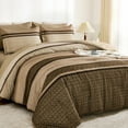 thumbnail image 2 of 7 Pieces Comforter Set Queen Size, Brown Striped Bed in a Bag Comforter and Sheet Set, Bohemian Soft Lightweight Micorfiber Bedding Set for All Season (90"×90"), 2 of 8