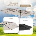 thumbnail image 3 of Costway 15FT Twin Patio Double-Sided Umbrella 48 Solar LED Lights Crank Outdoor Beige, 3 of 10