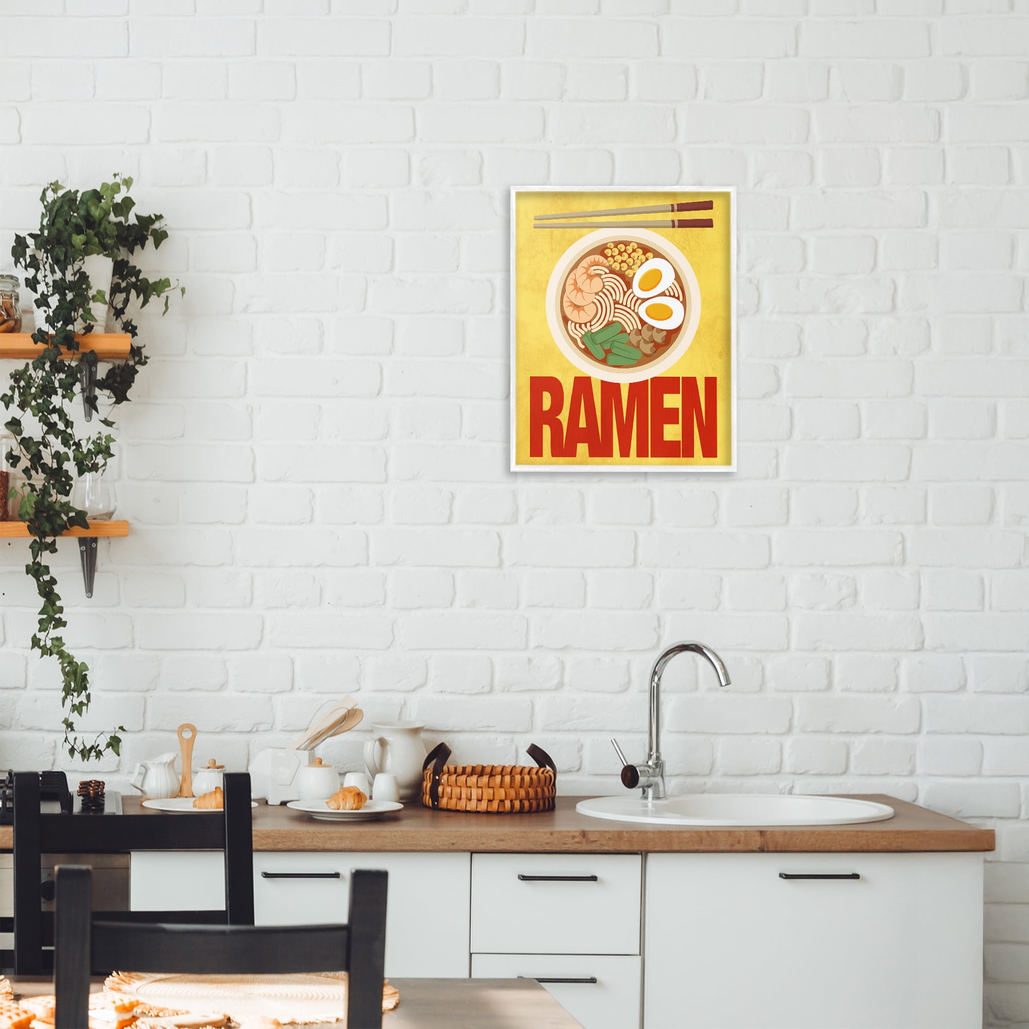 Stupell Industries Bright Ramen & Chopsticks White Framed Giclee Art, design by Marcus Prime