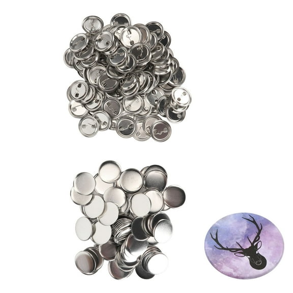 100 Pieces Pin Back Button Parts Sturdy Metal Plastic Rustproof Smoothing Round Badge Button Parts Metal Button Making Supplies for Badge DIY Presents, Souvenirs 44MM (#1)