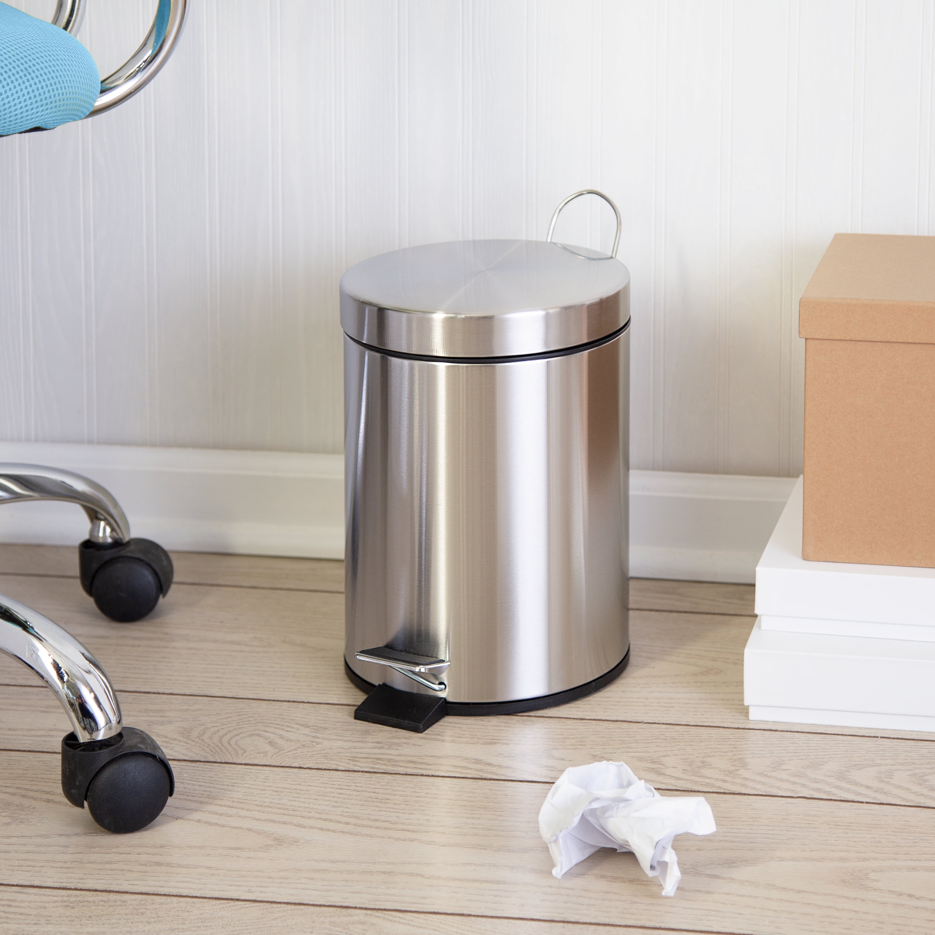 Honey Can Do TRS-01449 5 Liter Stainless Steel Step Lift Lid Garbage Can