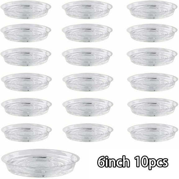 10 Pcs 6 inch Garden Plant Saucer Drip Tray Round Pot Base Clear Snack Container PET