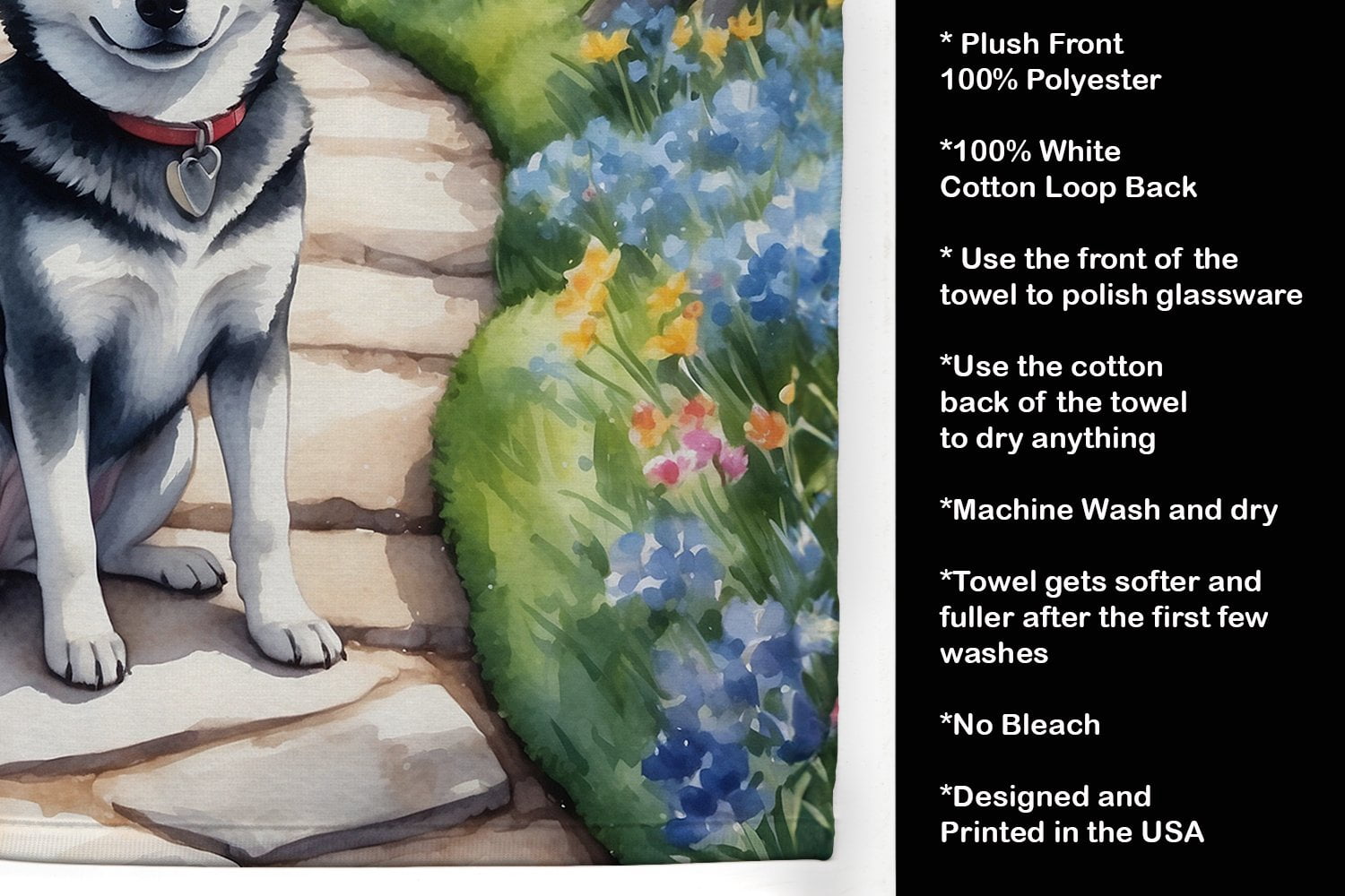 Alaskan Klee Kai Spring Garden Kitchen Towel