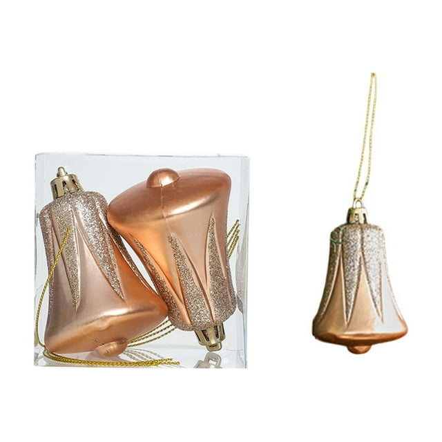 Christmas Decorative Small Pendant Set, Plastic Electroplated Golden Color Ornaments for Holiday Display