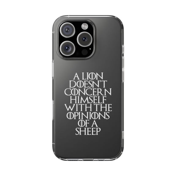 Clear Hybrid Shockproof Case for Apple iPhone 16 PRO - Lion Ignores Opinions of Sheep