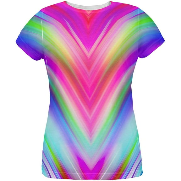 Mirrored Light Beams Pastel Rainbow All Over Womens T Shirt Multi X-LG