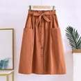 thumbnail image 2 of Women's High Waist Pleated Midi Skirt - A-Line with Pockets, Brocade Material for Work & Casual Occasions, 2 of 3